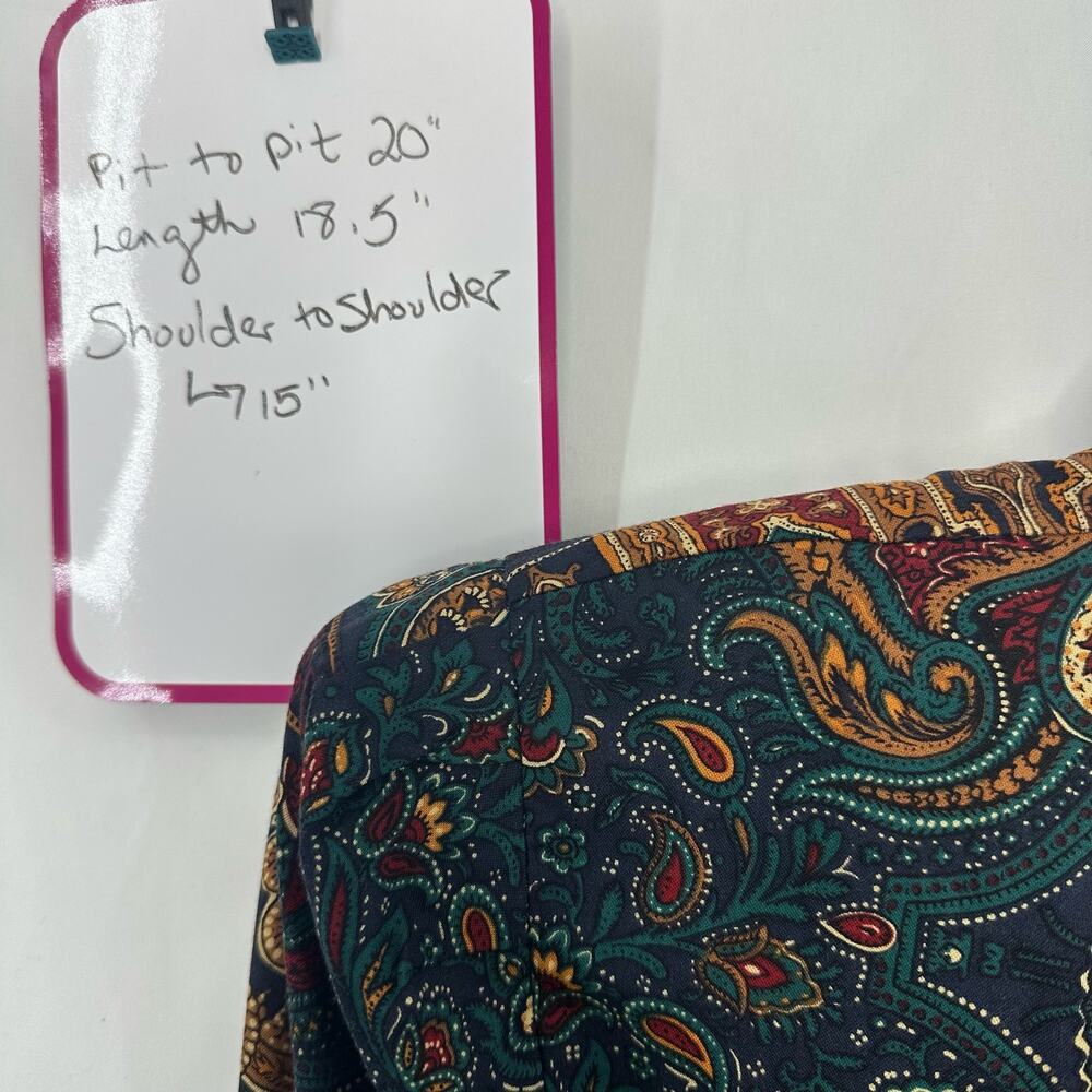 Vtg 1990s Maggy London Green Gold Bolero Jacket Size 8 Bohemian Dark Academia - Picture 4 of 5